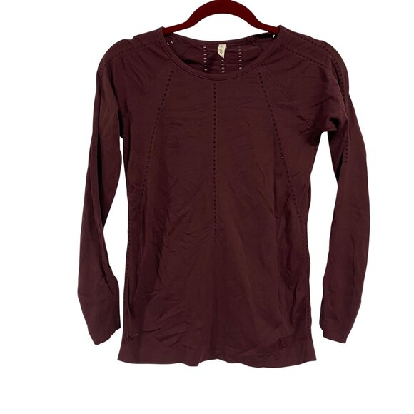 Athleta Foothill Long‎ Sleeve Maroon Top Size XS NWT - Picture 1 of 9